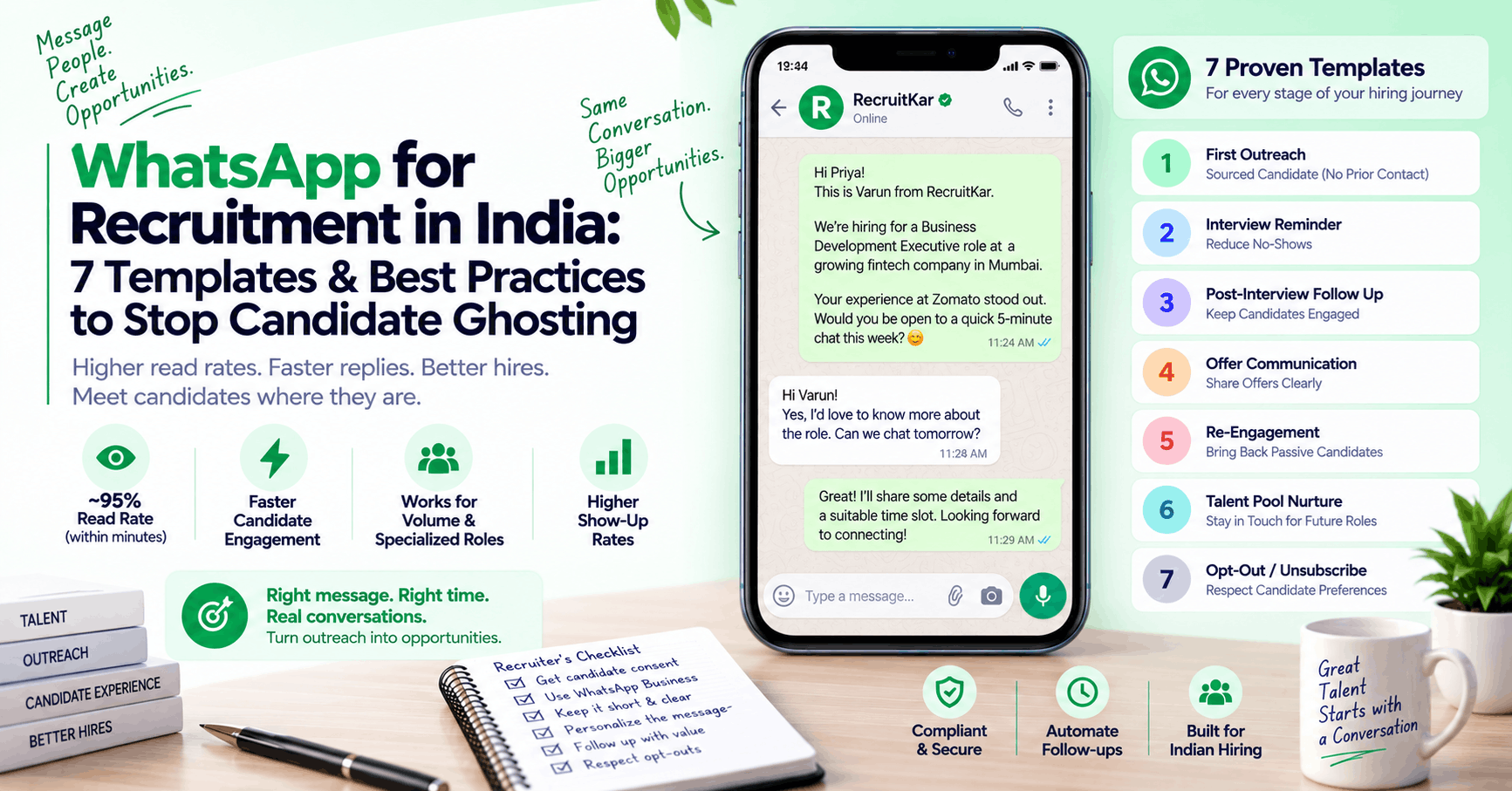 WhatsApp for Recruitment in India: 7 Templates & Best Practices to Stop Candidate Ghosting