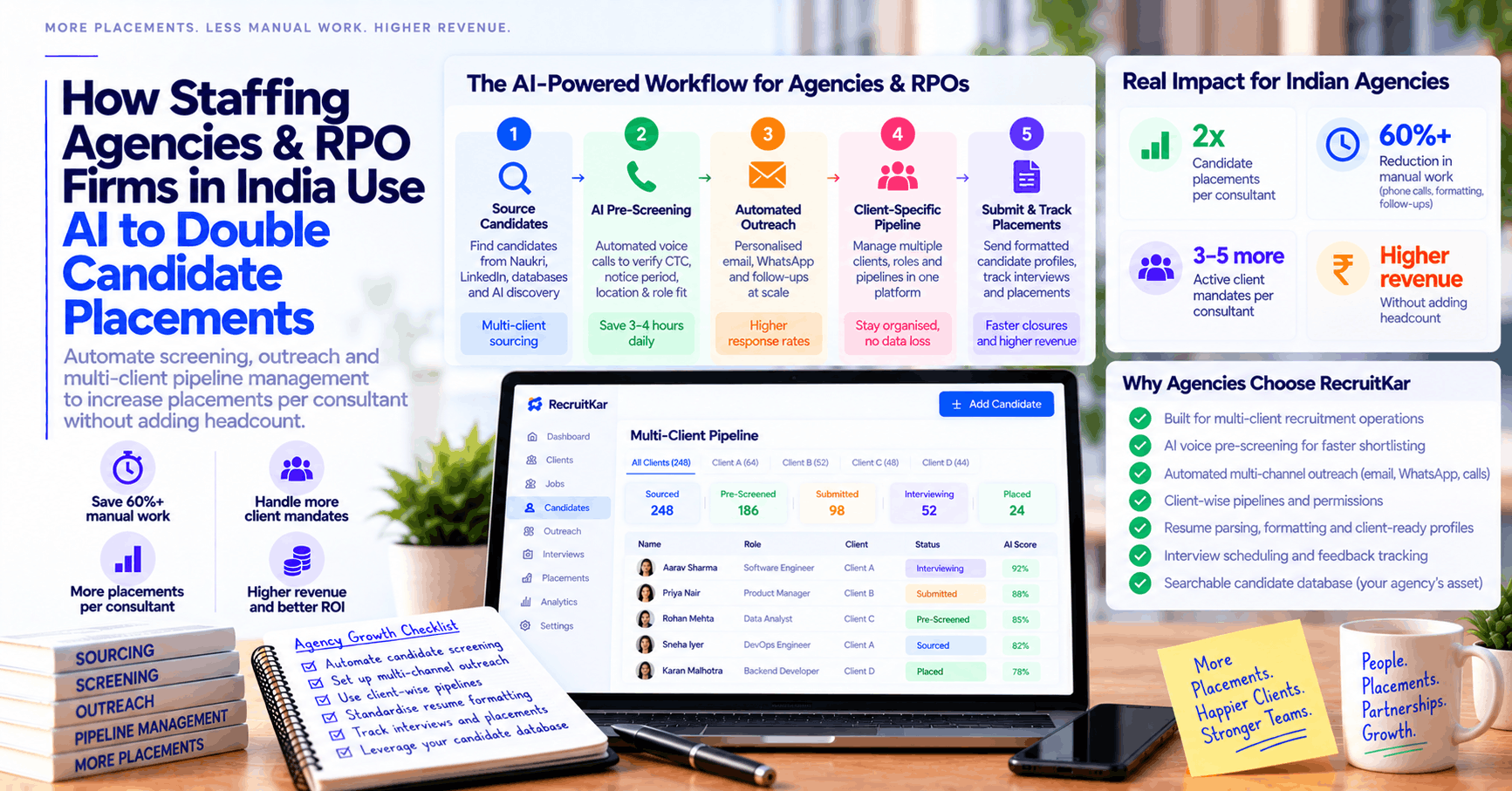 How Staffing Agencies & RPO Firms in India Use AI to Double Candidate Placements