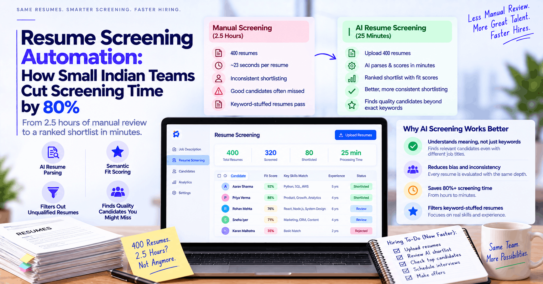 Resume Screening Automation: How Small Indian Teams Cut Screening Time by 80%